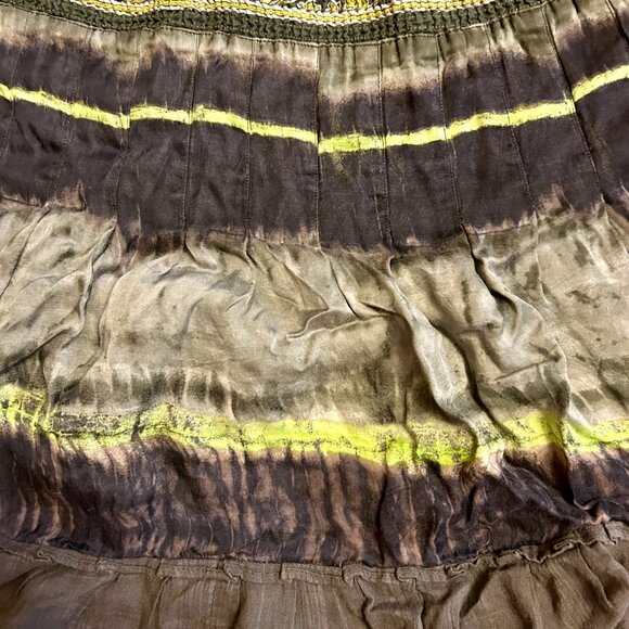 Free People Green Tie Dye Boho Peasant Skirt Medium. - Picture 5 of 8